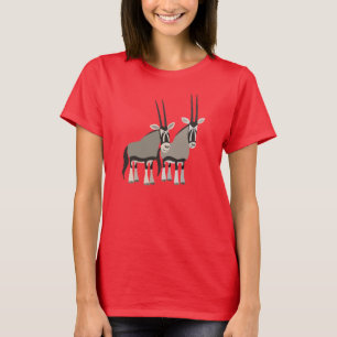 Jolie paire de T-shirt femmes Oryxes caricaturaux