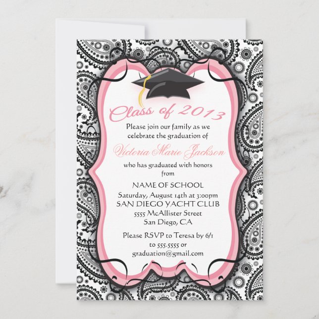 Jolie Paisley Graduation Invitation (Devant)