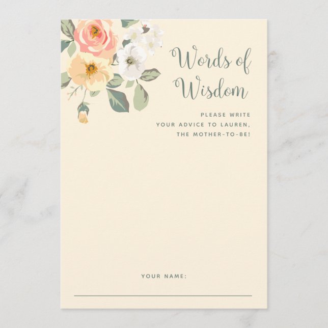 Jolie Pêche Florale | Carte Baby shower (Devant)