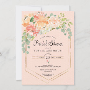 Jolie Pêcher Floral nuptiale Invitation de douche