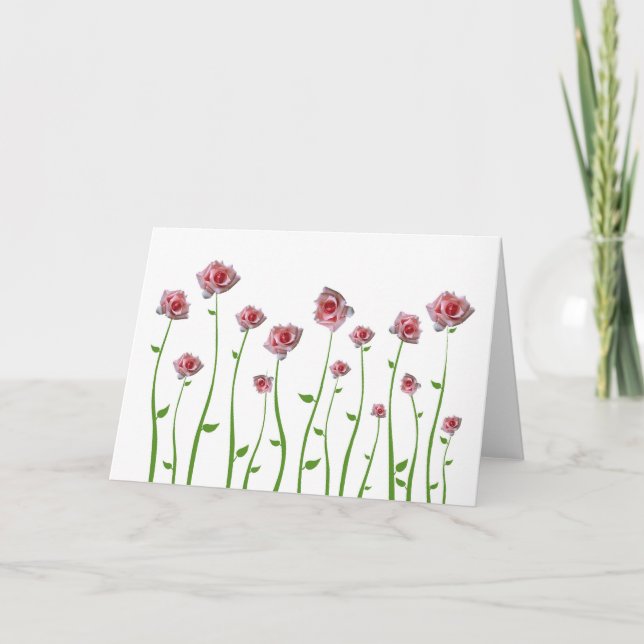 Jolie petite carte de voeux Rose (Devant)