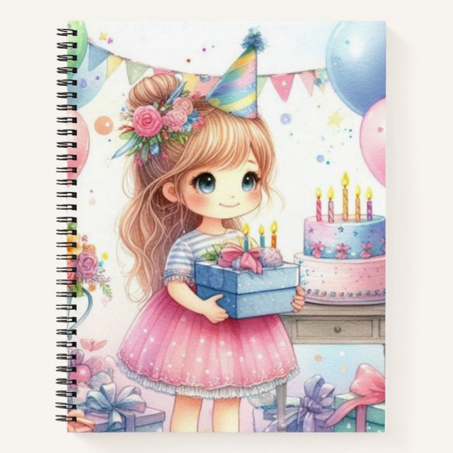 Jolie Petite Fille Anniversaire Carnet Spiral (Devant)