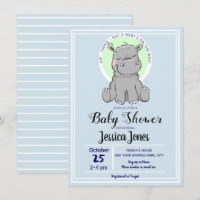 Jolie petite Hippo Baby Shower Invitations