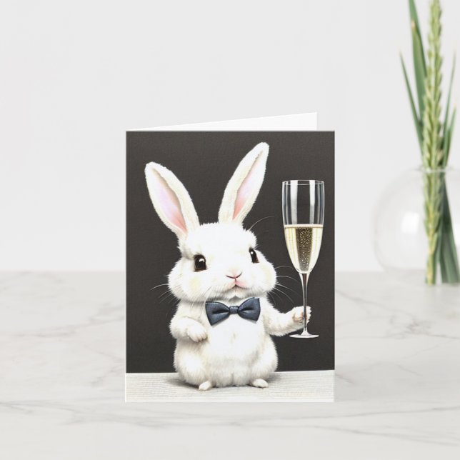 Jolie petite lapin de Pâques avec carte de champag (Devant)