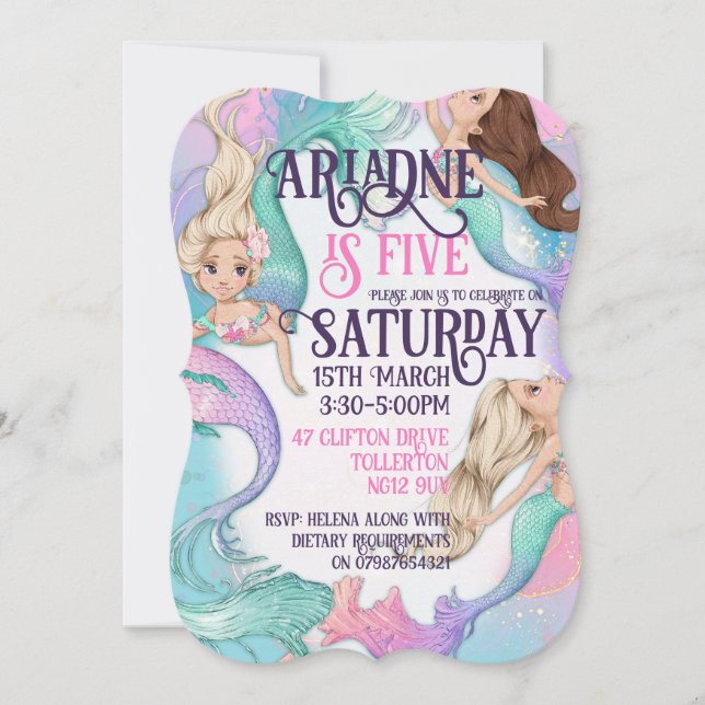 Jolie Petite Sirène Invitations (Devant)