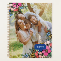 Jolie photo de famille Fleurs roses blush bleues