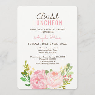 Jolie Pink Peony Bridal Luncheon Invitations