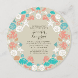 Jolie plage couronnes nuptiale invitations douche