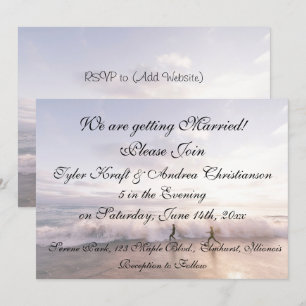 Jolie plage Ocean Waves Scene Faire-part de mariag