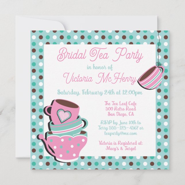 Jolie Poka point Tea Party Invitation (Dos)