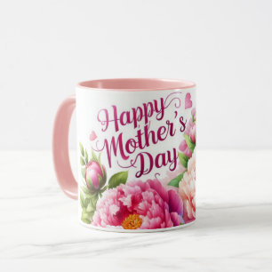 Jolie Pretty Pink Peonies Fête des Mères Mug flora