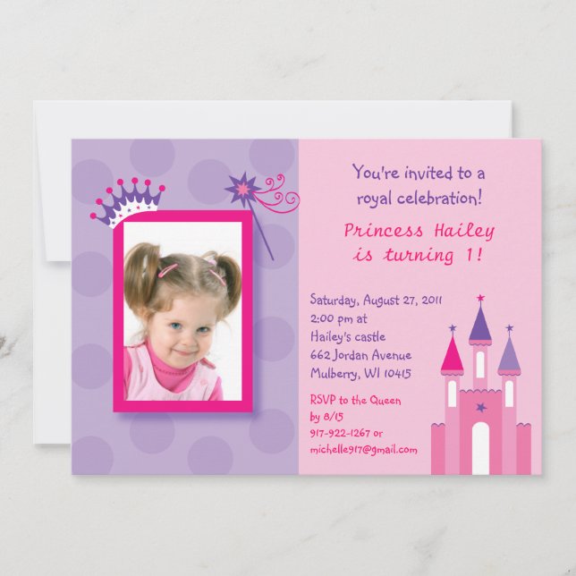 Jolie Princess Castle Photo Invitations d'annivers (Devant)