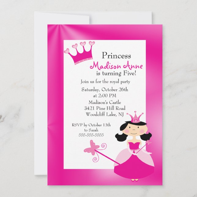 Jolie Princesse Anniversaire Fête Invitation (Devant)