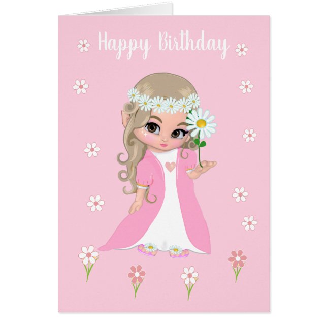 Jolie princesse d'anniversaire avec fleurs sur ros (Devant)