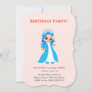 Jolie princesse sur une invitation d'anniversaire 