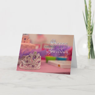 Jolie Princesse Tiara Rose violet Carte d'annivers