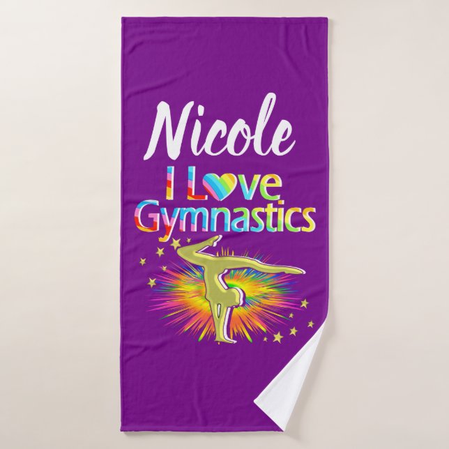 JOLIE PURPLE J'AIME LE DESIGN DE LA GYMNASTIQUE (Serviette de bain)