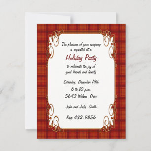 Jolie Red Plaid Invitation de vacances
