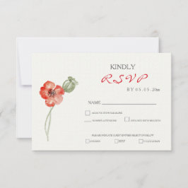 Jolie Red Poppies mariage floral carte RSVP