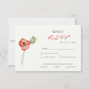 Jolie Red Poppies mariage floral carte RSVP