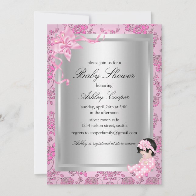 Jolie Rose Baby shower Invitation (Devant)