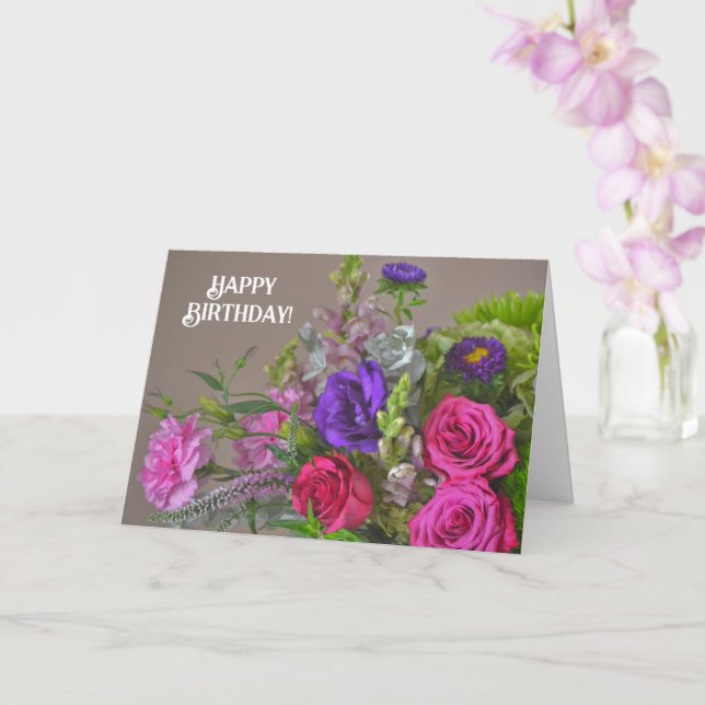 Jolie Rose Bouquet de fleurs Carte d'anniversaire (Orchidée)