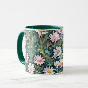 Jolie rose Fleurs de marguerite Garden Art Mug Cup
