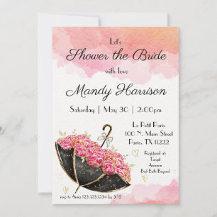 Jolie rose Parisienne Invitation Douche Nuptiale