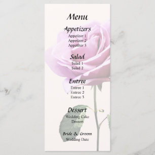 Jolie Rose Rose Avec Menu Mariage Feuille