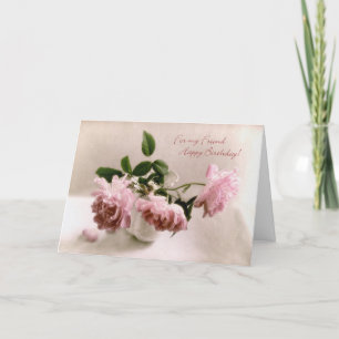 Jolie rose Roses carte d'anniversaire pour un ami