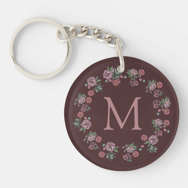 Jolie rose Roses Wreath Monogramme Bourgogne (Devant)