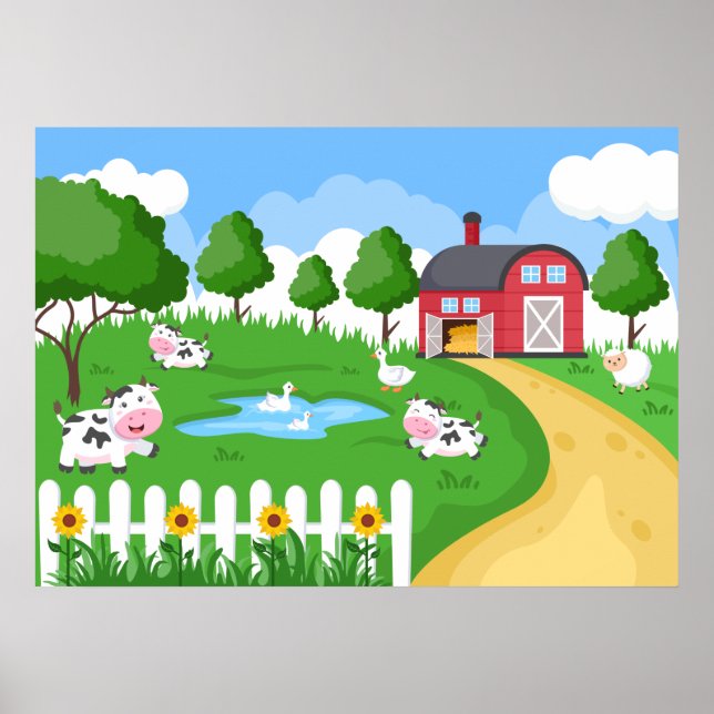 jolie salle pour enfants ferme Poster (Devant)