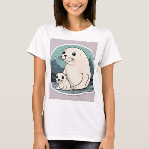 "Jolie Seal mère et bébé design T-shirt - Adorab