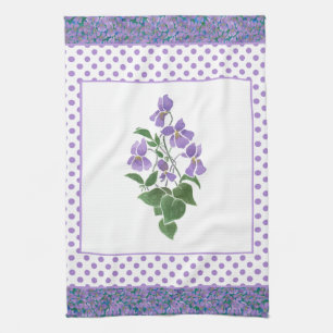 Jolie serviette de cuisine, violets et Pois