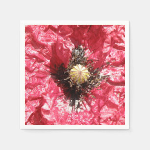 Jolie serviettes en papier rouge à fleurs