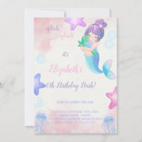 Jolie Sirène Fille anniversaire Invitation