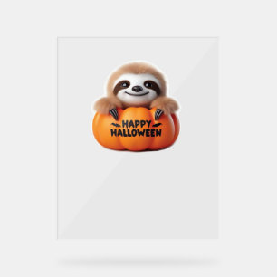 Jolie Sloth assise dans un Citrouille. Hauteur heu
