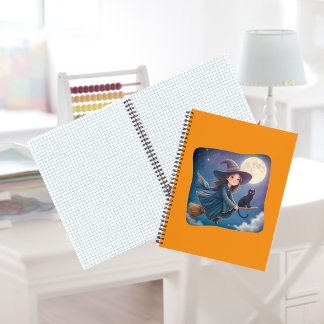Jolie Sorcière Avec Carnet Spiral Chat