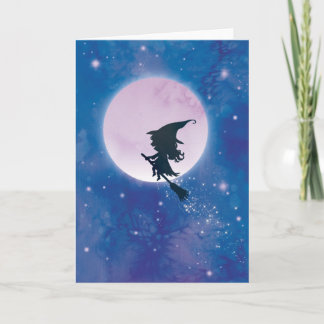 Jolie sorcière sur la carte Lune