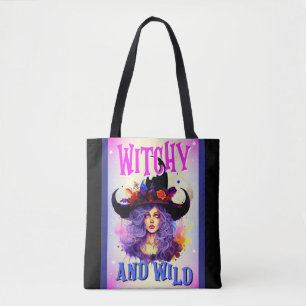 Jolie sorcière violette Halloween Sac fourre-tout