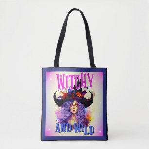 Jolie sorcière violette Halloween Sac fourre-tout