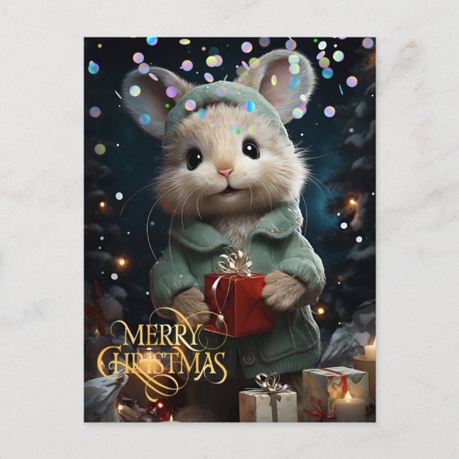 Jolie Souris. Félicitations. Carte postale (Devant)