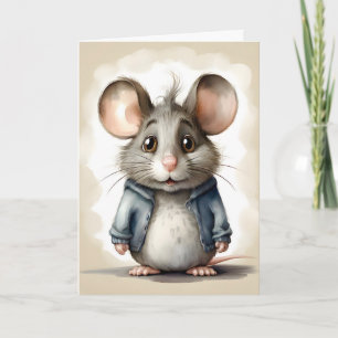 Jolie Souris Portrait de Carte de Vœux Vierge Vest