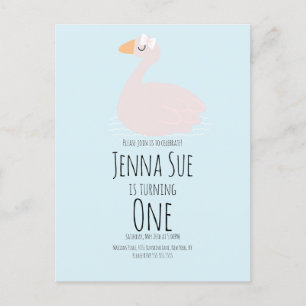 Jolie Swan Girls Rose Anniversaire Invitation