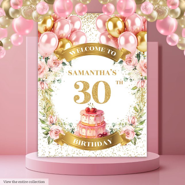 Jolie tapisserie couleur or rose pour 30e annivers (Lovely 30th Birthday Blush Gold Tapestry)