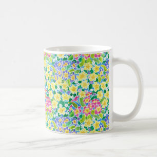 Jolie tasse de café de primevères de ressort,