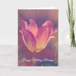 Jolie Tulipe rose Flower Art Faith Carte d'anniver