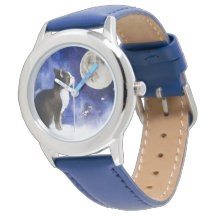 Jolie Tuxedo Chat et montre de Pleine lune