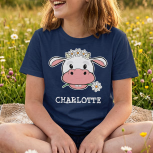Jolie vache de dessin animé T-shirt de ferme per