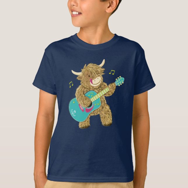 Jolie vache écossaise Highland Joue un T-shirt gui (Devant)